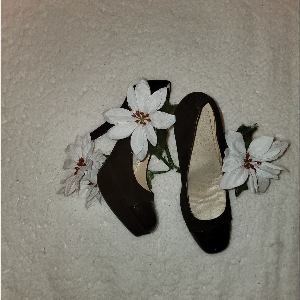 🆕️👠GUESS Black Patent And Suede Platform Stiletto Heels, Sz 8-1/2